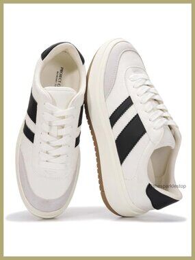 Women's Platform Fashion Sneakers with Bold Stripes, Comfortable Cushioned